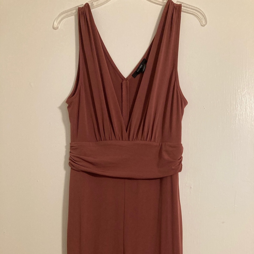 Plunge Neck Jumpsuit in Maroon